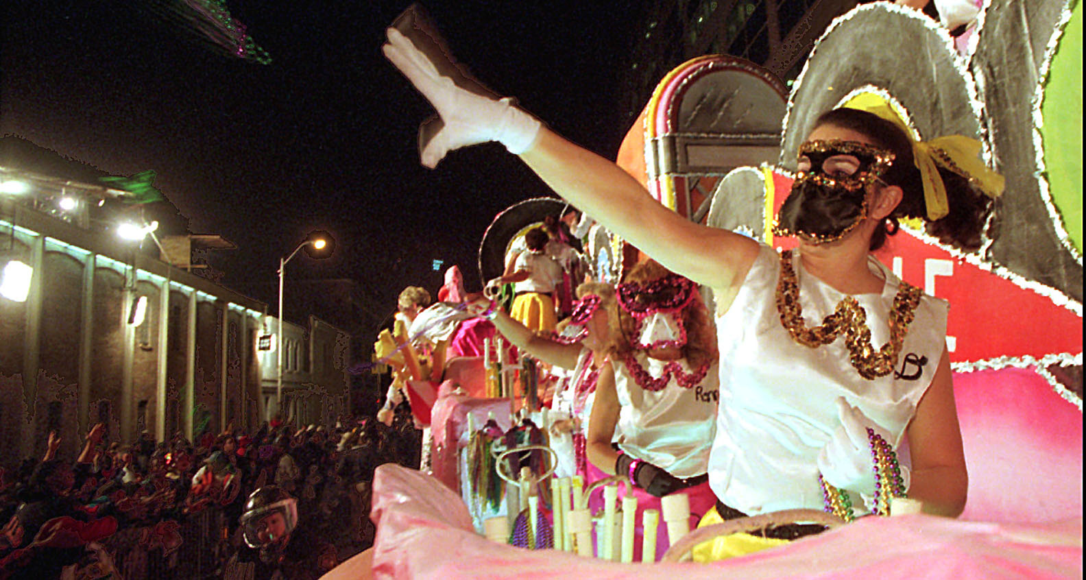 Mardi Gras parade at night