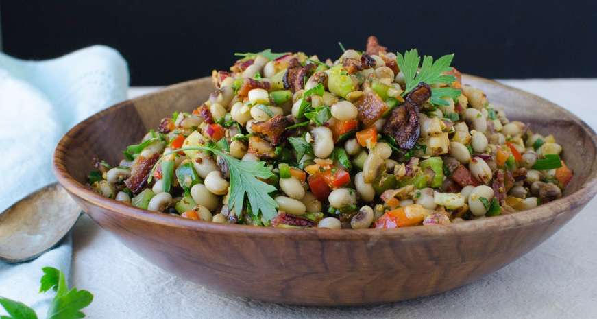 Smoky bacon meets hearty black-eyed peas in this easy, potluck-ready salad