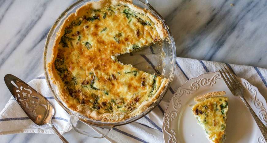 Butternut squash and spinach quiche