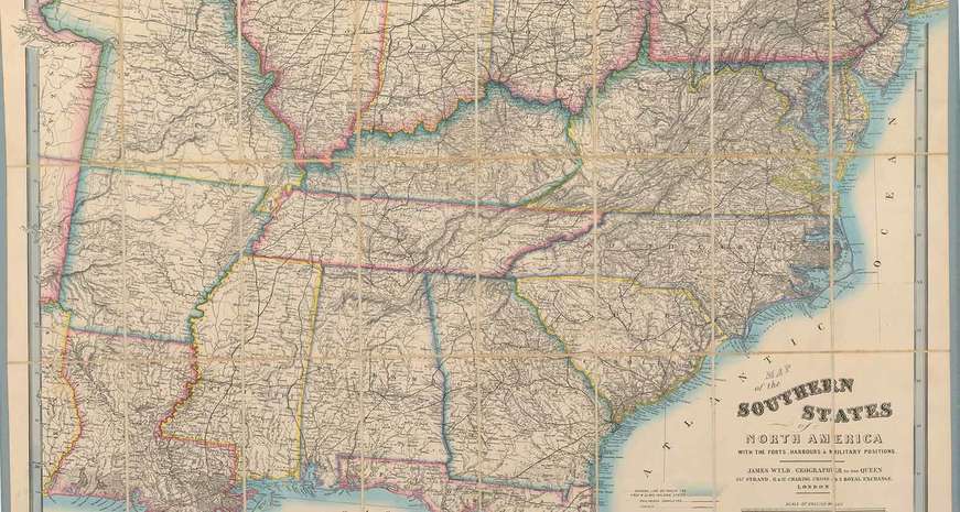 A historical map of Southern states