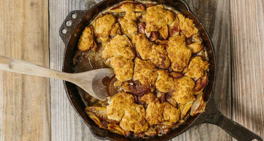 Cast iron apple cobbler