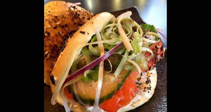 A bao-fied everything bagel with lox and cream cheese from Ichicoro Ramen