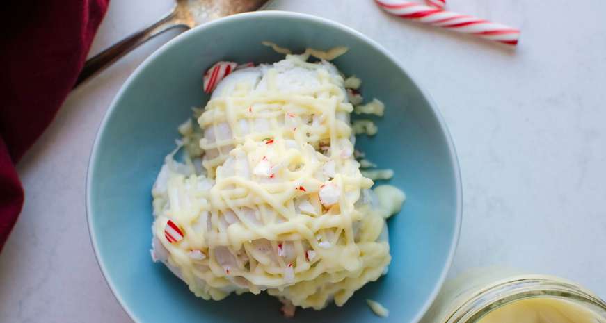 Peppermint white chocolate magic shell