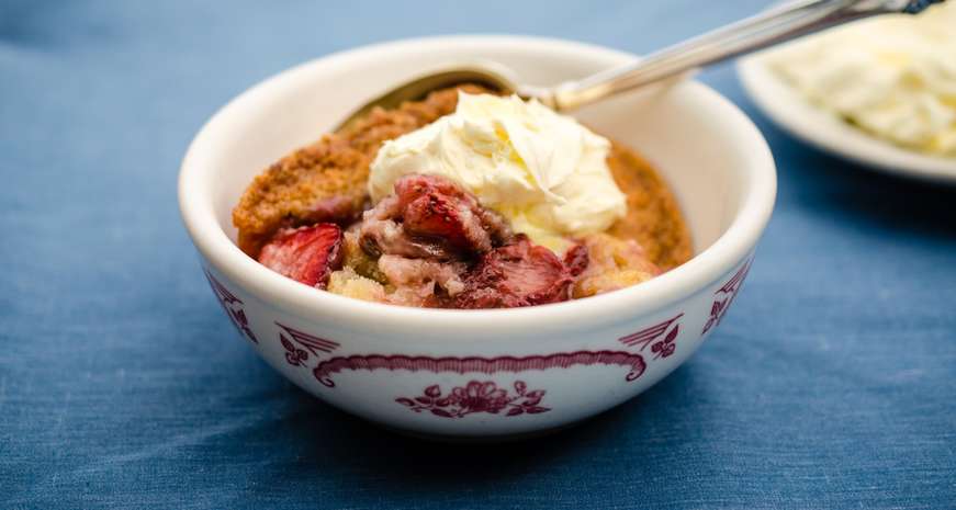 Strawberries and cream cobbler