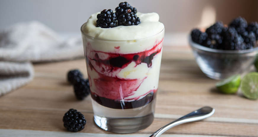 Key Lime Mousse with Blackberry Compote