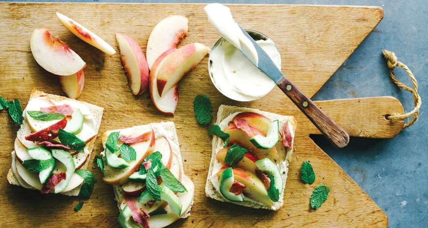 Peaches and cream tartines