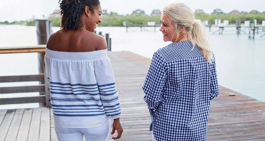 Girls by lake