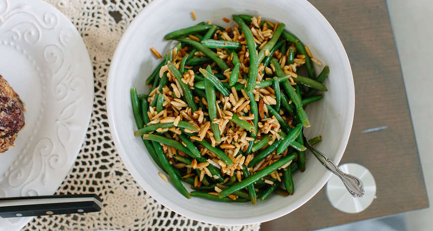 green beans with almond brown butter