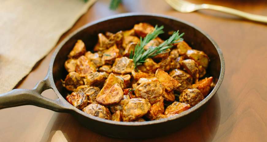 potatoes in cast iron skillet