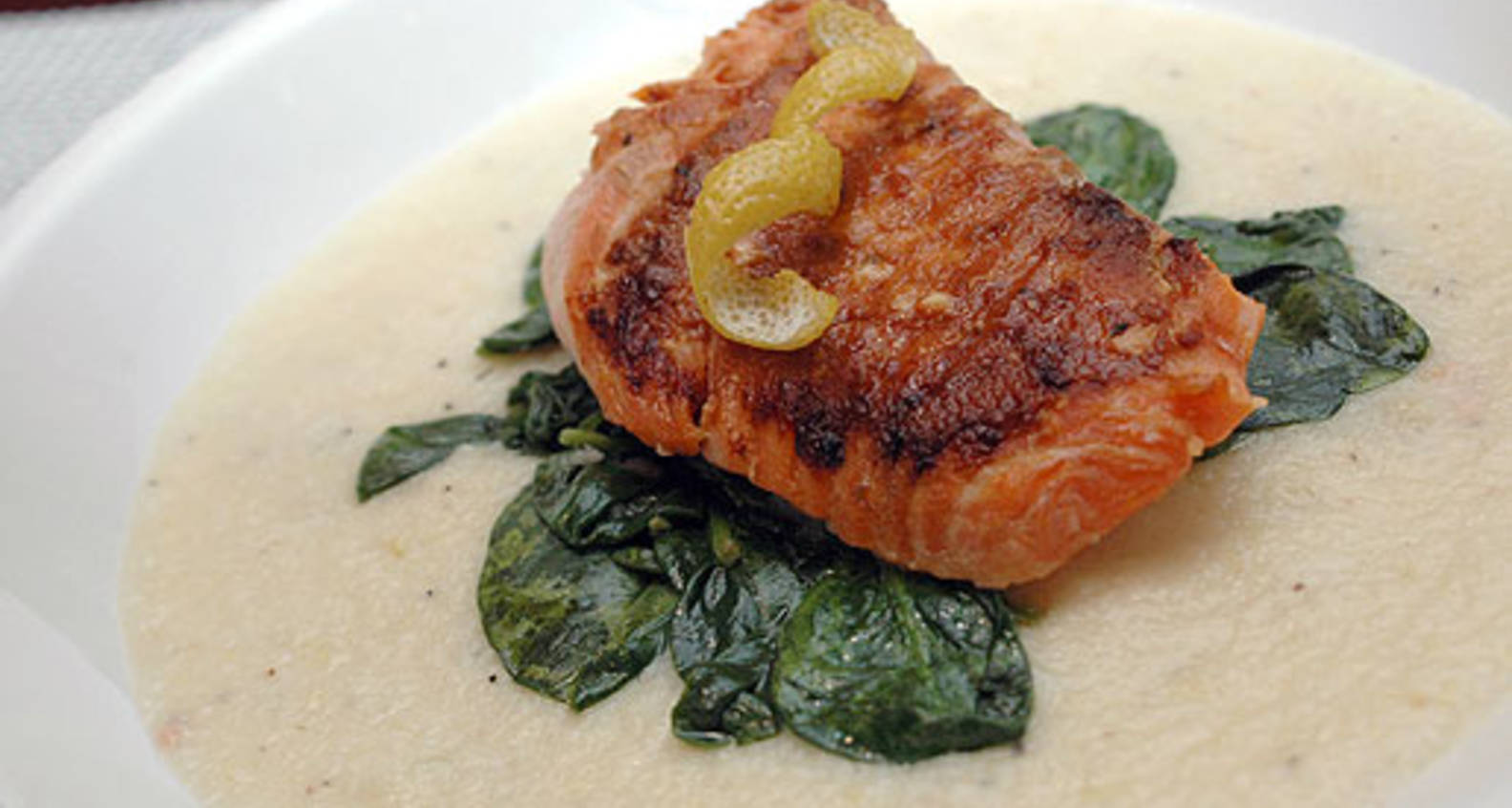Recipe Barbecued Salmon With Sauteed Spinach Over Jalapeno Cheese