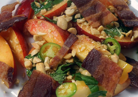 Spicy Peach and Bacon Salad