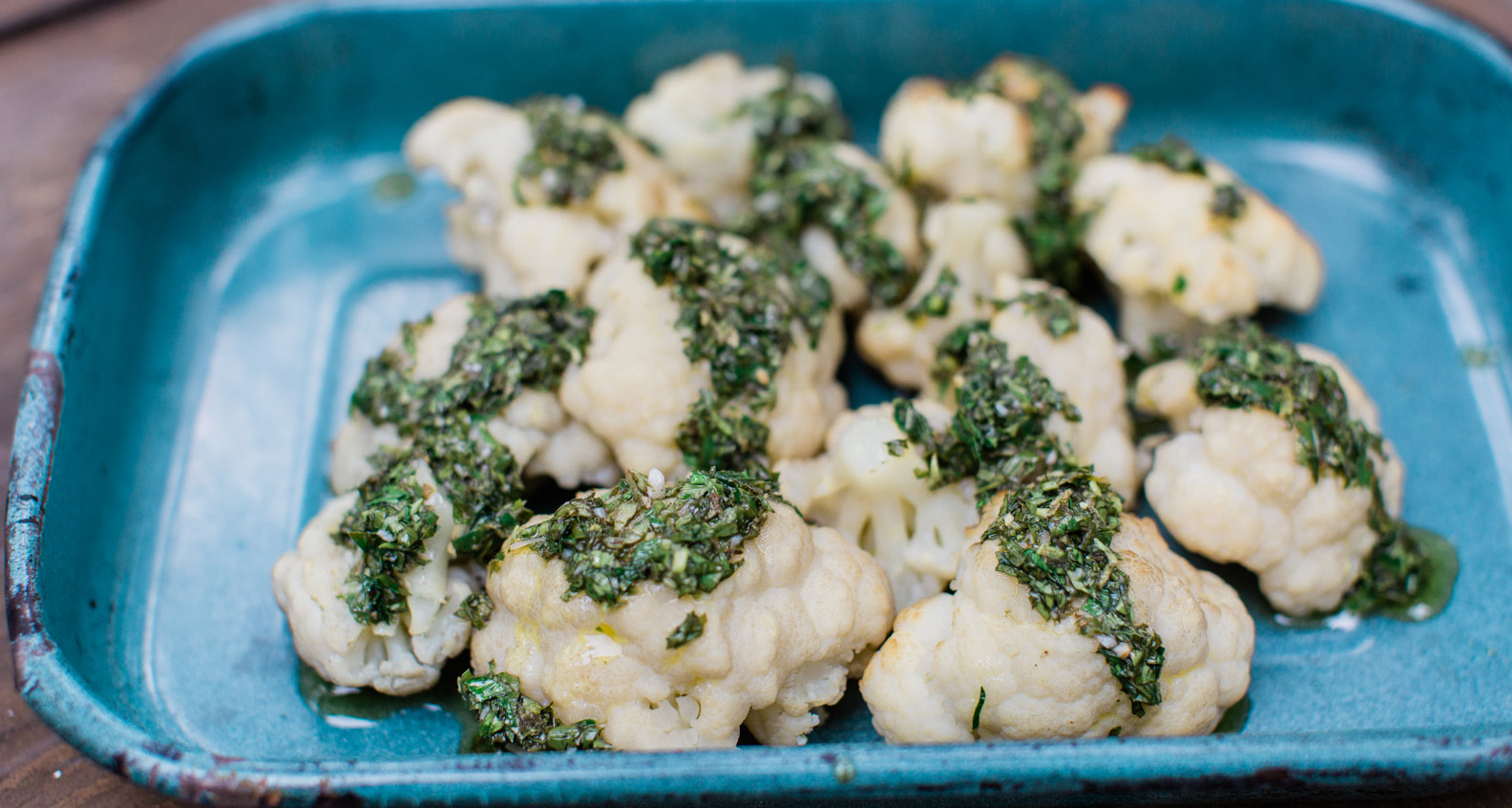 Big Green Egg Smoked Cauliflower with Chimichurri Sauce Southern Kitchen