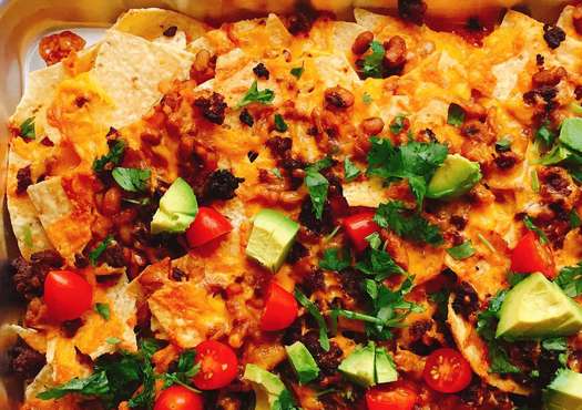 Sheet Pan Chorizo and Black-Eyed Pea Nachos